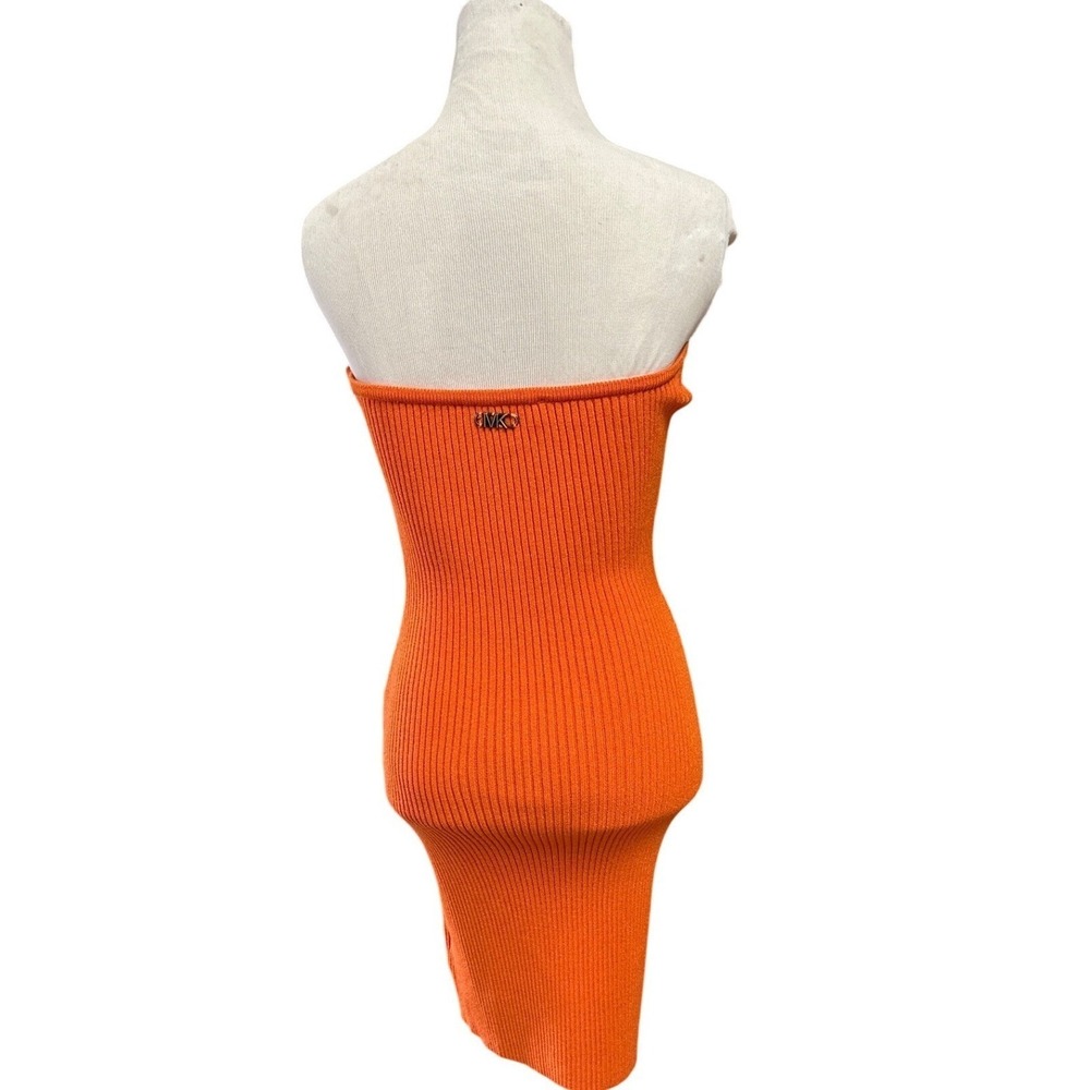 Michael Kors Orange Ribbed Knit Tube Mini Dress Y2K Resort Vacation Sample XS - Picture 5 of 8